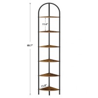 Homhedy 6Tier Corner Shelf Stand Wall Corner Bookshelf With Metal Frame Bathroom Storage Rack Shelf Plant Stand Industrial