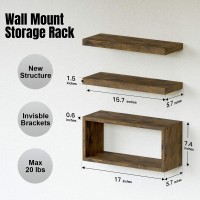 Richer House Floating Shelves Set Of 3 Modern Bathroom Shelves Wall Mounted Shelves With Invisible Brackets Over Toilet Rustic