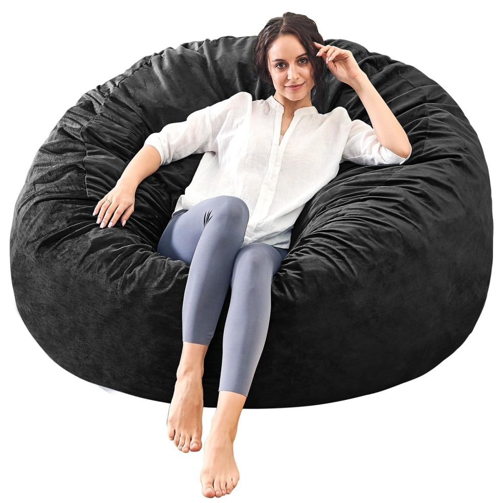 Ilpeod Bean Bag Chairs For Adults Memory Foam Furniture Beanbag Chair Kidsteens Sofa With Soft Micro Fiber Cover Round Fl