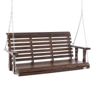 Vevor Wooden Porch Swing 45 Ft Patio Bench Swing For Courtyard Garden Upgraded 880 Lbs Strong Load Capacity Heavy Duty Swi