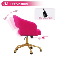 Home Office Chair Swivel Velvet Desk Chair Accent Armchair Upholstered Modern Tufted Chairs With Gold Base For Girls Women Ergon