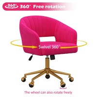 Home Office Chair Swivel Velvet Desk Chair Accent Armchair Upholstered Modern Tufted Chairs With Gold Base For Girls Women Ergon