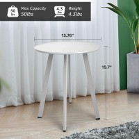 Meluvici Outdoor Side Table Weather Resistant Patio Small Side Table Outdoor Indoor Round Metal Steel Small Side Table Waterpr