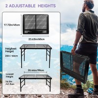 Brian Dany 3X2 Ft Folding Grill Table Camping Table Metal Portable Picnic Table Lightweight Height Adjustable Foldable Table