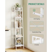 Hzuaneri Ladder Shelf Bookshelf Bookcase Freestanding Corner Storage Shelve With 2 Hooks For Home Office Living Room Kitchen