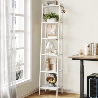 Hzuaneri Ladder Shelf Bookshelf Bookcase Freestanding Corner Storage Shelve With 2 Hooks For Home Office Living Room Kitchen