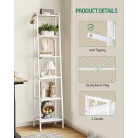 Hzuaneri Ladder Shelf Bookshelf Bookcase Freestanding Corner Storage Shelve With 2 Hooks For Home Office Living Room Kitchen