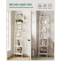 Hzuaneri Ladder Shelf Bookshelf Bookcase Freestanding Corner Storage Shelve With 2 Hooks For Home Office Living Room Kitchen