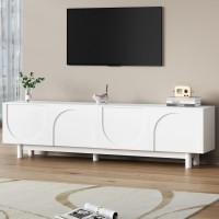 Merax Graceful Tv Stand With Arch Cabinets For Televisions Up To 78 Minimalist Entertainment Center With Solid Wood Legs And