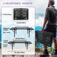 Brian Dany 3X2 Ft Camping Table With 2 Wing Panels Folding Grill Table Metal Portable Picnic Table Lightweight Height Adjus