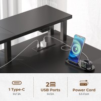 Seventable L Shaped Desk With File Drawers 64 Home Office Desk With Power Outlet Led Lights Reversible Gaming Desk With Pr