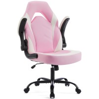 Sweetcrispy Computer Gaming Desk Chair Pink Ergonomic Office Executive Adjustable Swivel Task Pu Leather Racing Chair With Fli