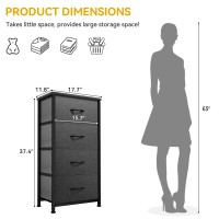 Dwvo Storage Tower With 4 Drawers Fabric Dresser Organizer Unit For Bedroom Living Room Closets Sturdy Steel Frame Easy