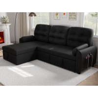 Ucloveria Sectional Sofa Couch 87 Sleeper Sofa Bed With Reversible Storage Chaise Pull Out Couch For Living Room Side Pocke