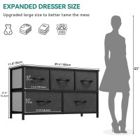 Yitahome Dresser With 5 Drawers Fabric Storage Tower Black Dresser Chest Of Drawers Organizer Unit For Bedroom