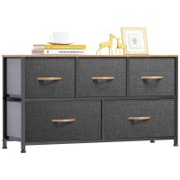 Dwvo Dresser Tv Stand Fabric Dresser With 5 Drawers Dresser For Bedroom Wide Dresser Storage Tower Chest Of Drawers For Clo