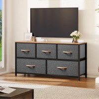 Dwvo Dresser Tv Stand Fabric Dresser With 5 Drawers Dresser For Bedroom Wide Dresser Storage Tower Chest Of Drawers For Clo