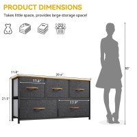 Dwvo Dresser Tv Stand Fabric Dresser With 5 Drawers Dresser For Bedroom Wide Dresser Storage Tower Chest Of Drawers For Clo