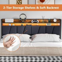 Furnulem King Size Headboard Height Adjustable Headboards With 2 Outlets And 2 Usb Ports Sturdy Stable King Bed Headboard Upgr