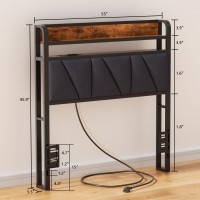 Furnulem Twin Size Headboard Only 2 Outlets 2 Usb Ports Bed Headboards With Charging Station 2 Tier Storage Headboard Shelf For