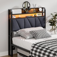 Furnulem Twin Size Headboard Only 2 Outlets 2 Usb Ports Bed Headboards With Charging Station 2 Tier Storage Headboard Shelf For