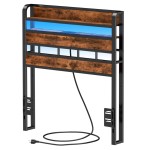 Furnulem Twin Size Headboard Only 2 Outlets 2 Usb Ports Bed Headboards With Charging Station 2 Tier Storage Headboard Shelf For