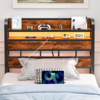 Furnulem Twin Size Headboard Only 2 Outlets 2 Usb Ports Bed Headboards With Charging Station 2 Tier Storage Headboard Shelf For