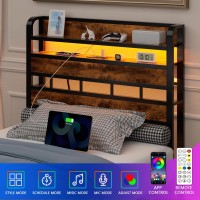 Furnulem Twin Size Headboard Only 2 Outlets 2 Usb Ports Bed Headboards With Charging Station 2 Tier Storage Headboard Shelf For