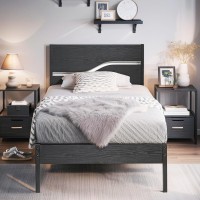 Vecelo Twin Bed Frame With Wood Headboard Solid And Strong Metal Support No Box Spring Needed