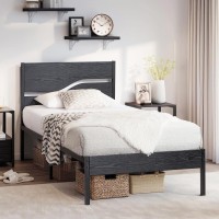 Vecelo Twin Bed Frame With Wood Headboard Solid And Strong Metal Support No Box Spring Needed