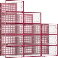 Kuject Xlarge Shoe Storage Boxes Organizers For Closet 12 Pack Fit Size 11 Plastic Stackable Sneaker Containers For Entryway