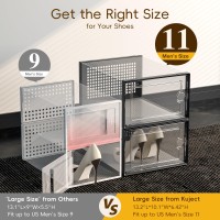 Kuject Xlarge Shoe Storage Boxes Organizers Clear Plastic Stackable 9 Pack Shoe Rack Holder Substitute Sneaker Containers