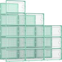 Kuject Xlarge Shoe Storage Boxes Organizers For Closet 12 Pack Fit Size 11 Clear Plastic Stackable Sneaker Containers For Entr