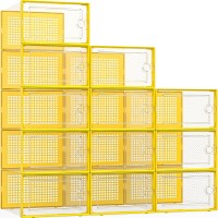 Kuject Xlarge Shoe Storage Boxes Organizers For Closet 12 Pack Fit Size 11 Clear Plastic Stackable Sneaker Containers For Entr