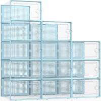 Kuject Xlarge Shoe Storage Boxes Organizers For Closet 12 Pack Fit Size 11 Clear Plastic Stackable Sneaker Containers For Entr