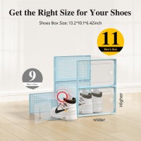 Kuject Xlarge Shoe Storage Boxes Organizers For Closet 12 Pack Fit Size 11 Clear Plastic Stackable Sneaker Containers For Entr