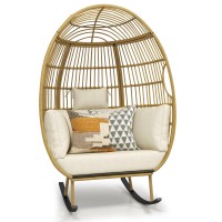 Yitahome Rocking Egg Chair For Outdoor Oversized Patio Rocking Basket Chair With 400Lbs Capacity Allweather Wicker Egg Lounge