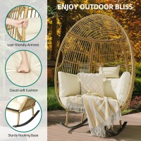 Yitahome Rocking Egg Chair For Outdoor Oversized Patio Rocking Basket Chair With 400Lbs Capacity Allweather Wicker Egg Lounge