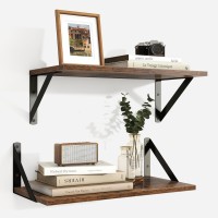 Axeman Rustic Floating Shelves For Wall 16W X 8D Wood Floating Shelves Set Of 2 8 Deep Wall Shelves For Bookshelf Living Roo