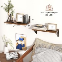 Axeman Rustic Floating Shelves For Wall 16W X 8D Wood Floating Shelves Set Of 2 8 Deep Wall Shelves For Bookshelf Living Roo