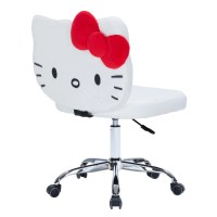 Impressions Vanity Hello Kitty Teddy Swivel Vanity Chair For Makeup Desk Armless Rolling Chair With Wheels Adjustable Height