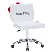 Impressions Vanity Hello Kitty Teddy Swivel Vanity Chair For Makeup Desk Armless Rolling Chair With Wheels Adjustable Height