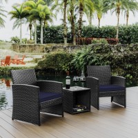 Nestl Wicker Outdoor Furniture Set 3 Piece Patio Bistro Set Greynavy