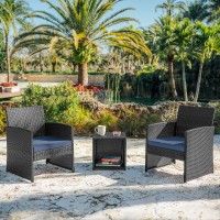 Nestl Wicker Outdoor Furniture Set 3 Piece Patio Bistro Set Greynavy