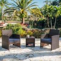 Nestl Wicker Outdoor Furniture Set 3 Piece Patio Bistro Set Brownnavy