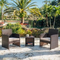 Nestl Wicker Outdoor Furniture Set 3 Piece Patio Bistro Set Brownbeige