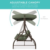 Best Choice Products 3Seat Outdoor Large Converting Canopy Swing Glider Patio Hammock Lounge Chair For Porch Backyard Wflatb