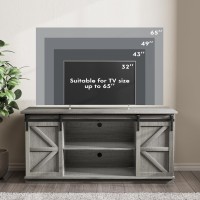 Jummico Tv Stand For 65 Inch Tv Entertainment Center With Storage Cabinets And Sliding Barn Doors Mid Century Modern Media Tv