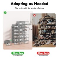 Foluck Shoe Storage Box 15 Pack Clear Plastic Stackable Shoe Organizer For Closet Interlocking Design Shoe Container Bins For