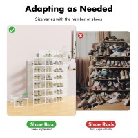 Foluck Shoe Storage Box 15 Pack Clear Plastic Stackable Shoe Organizer For Closet Interlocking Design Shoe Container Bins For